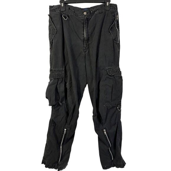 Tripp Man NYC Mens Black Cargo Convertible Baggy Wide Leg Punk Gothic Pants sz M - Picture 1 of 15